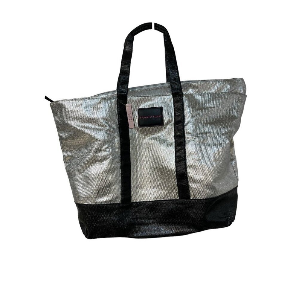 NEW Victoria’s Secret Weekender Tote Bag Limited Edition Metallic Silver Large
